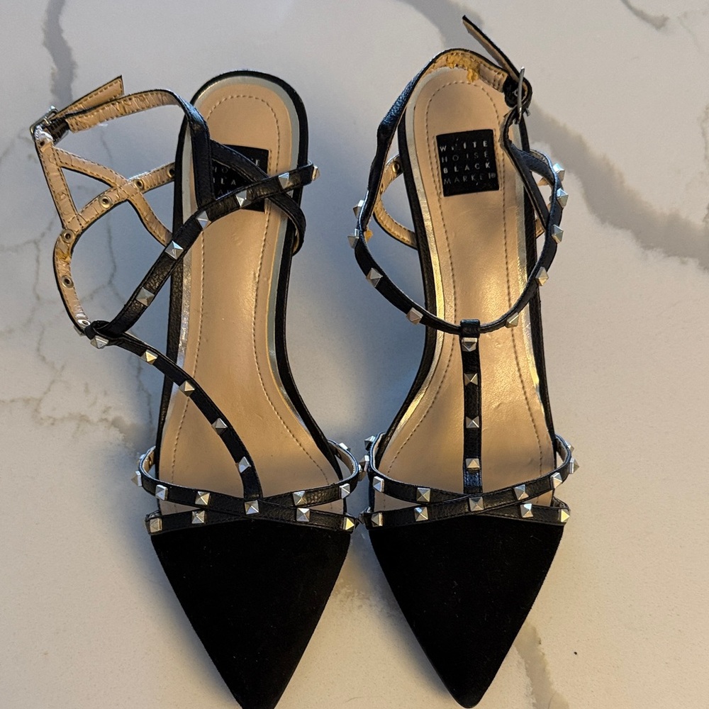 White House Black Market Black Studded Heels
